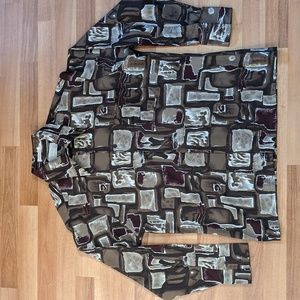 Vintage 70's Sears Men's Store button front brown patterned shirt